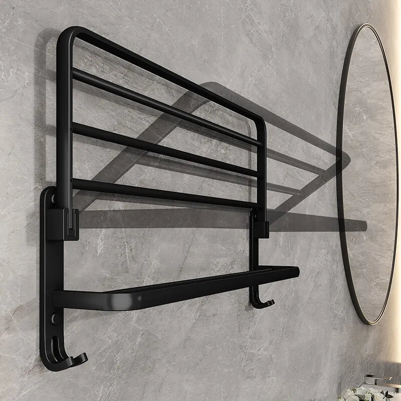 Suporte de Toalha para Montagem na Parede Preto fosco