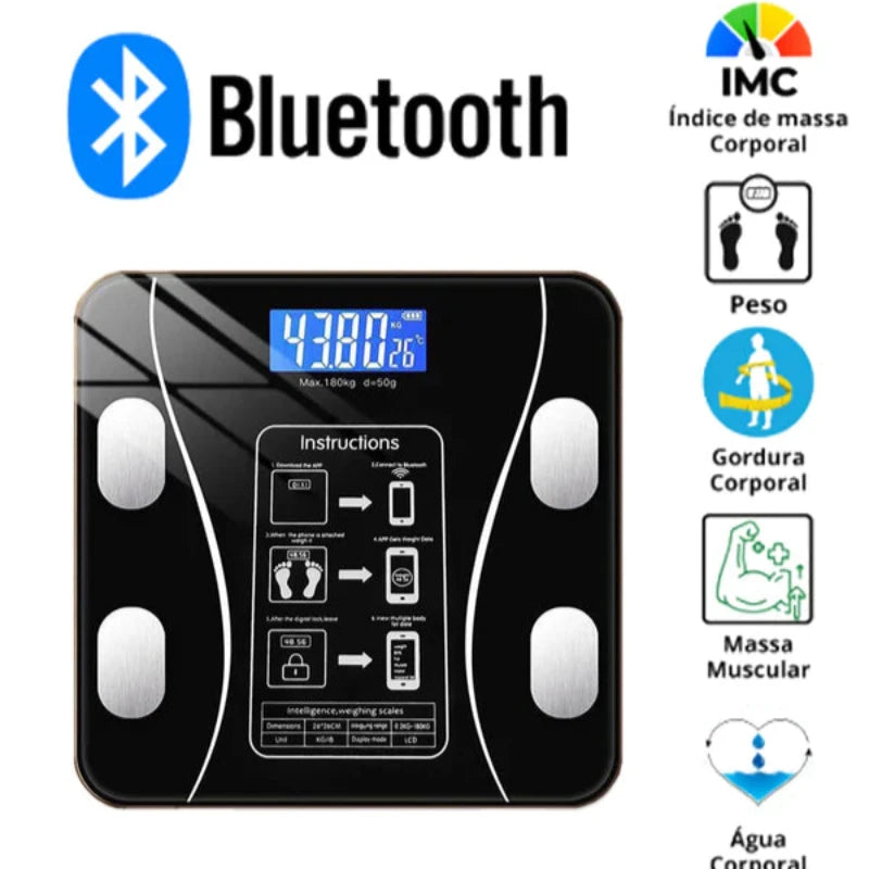 Balança Profissional de Bioimpedância Corporal Digital com Bluetooth Original