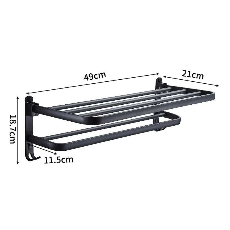 Suporte de Toalha para Montagem na Parede Preto fosco